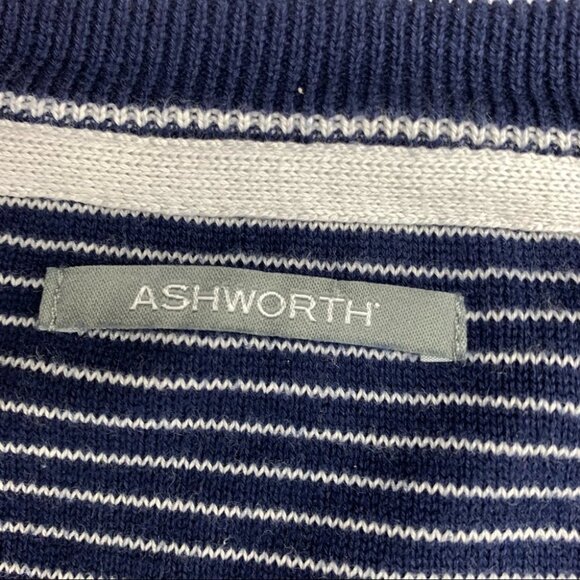 ASHWORTH Navy White Striped Vest  size Medium - Picture 2 of 5